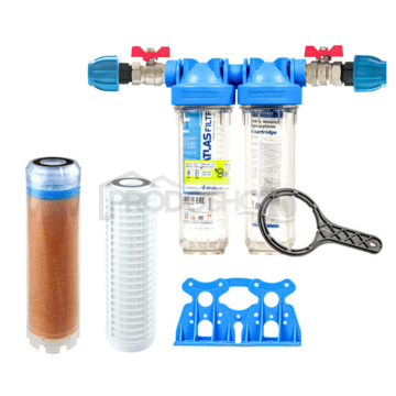 Set filtre Senior 10" DUO. Conexiune completa 1". Pentru scară (inserție HA 10SX TS cu bile de polifosfat)