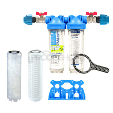 Set filtre Senior 10" DUO. Conexiune completa 1". Pentru scară (inserție HA 10SX TS cu bile de polifosfat)