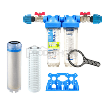 Set filtre Senior 10" DUO. Conexiune completa 1". Reducerea nitraților în apă (QA 10 AF-SX)