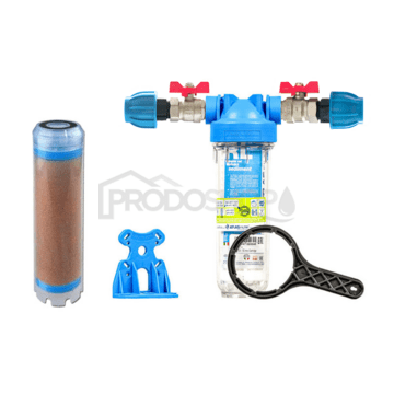 Set filtre Senior 10" MONO. Conexiune completa 1". Filtrare cu fier și mangan (FE).