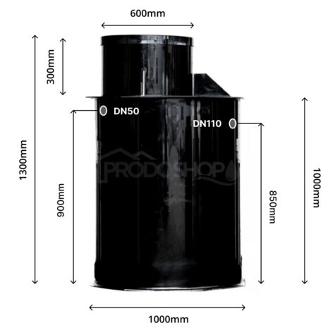 Puț de canalizare de pompare MIDI 1300x1000