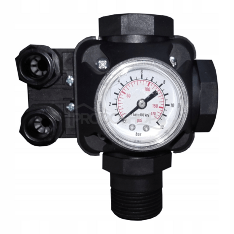 Diagrame de cablaj: Presostat PC-2 cu manometru este utilizat cu pompe de 230V. Intervalul de reglare a presiunii este de 1,6 - 4,6 bar.